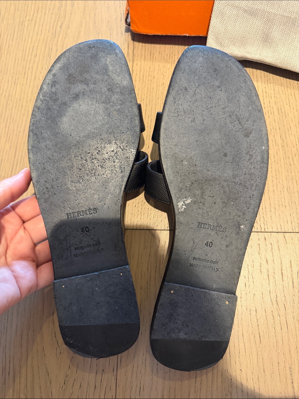 Hermes Black Oran Slide Sandals - Picture 4 of 17